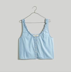 Madewell Denim Ruffled U-Neck Crop Top
